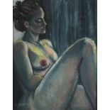 Colin STEVENS (British b. 1950) Seated Nude, Pastel on paper, Signed lower left, 15.25" x 11.25" (