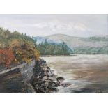 Mafalda M  VIATI (20th Century) Burrator Reservoir, Oil on canvas board, Signed lower right