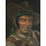 Marsden PROPHET (British 1933-1993) Portrait of a Pirate, Oil on board, Signed lower right, 14.5"
