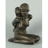 Tom GREENSHIELDS (British 1915-1994) Piggyback, Bronze resin, Numbered 59/100, mother seated with