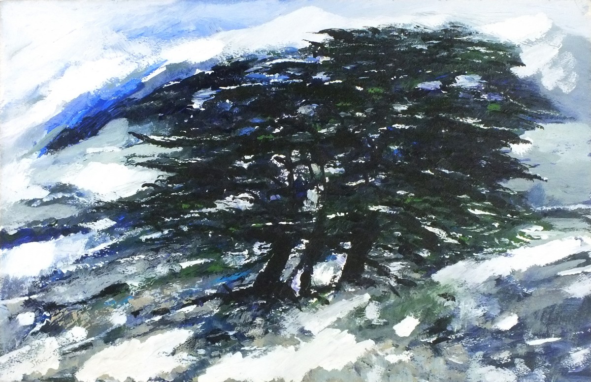 Anthony Elliot SKUSE (British 20th/21st Century) Scottish Pines in a Snowy Landscape, Gouache,