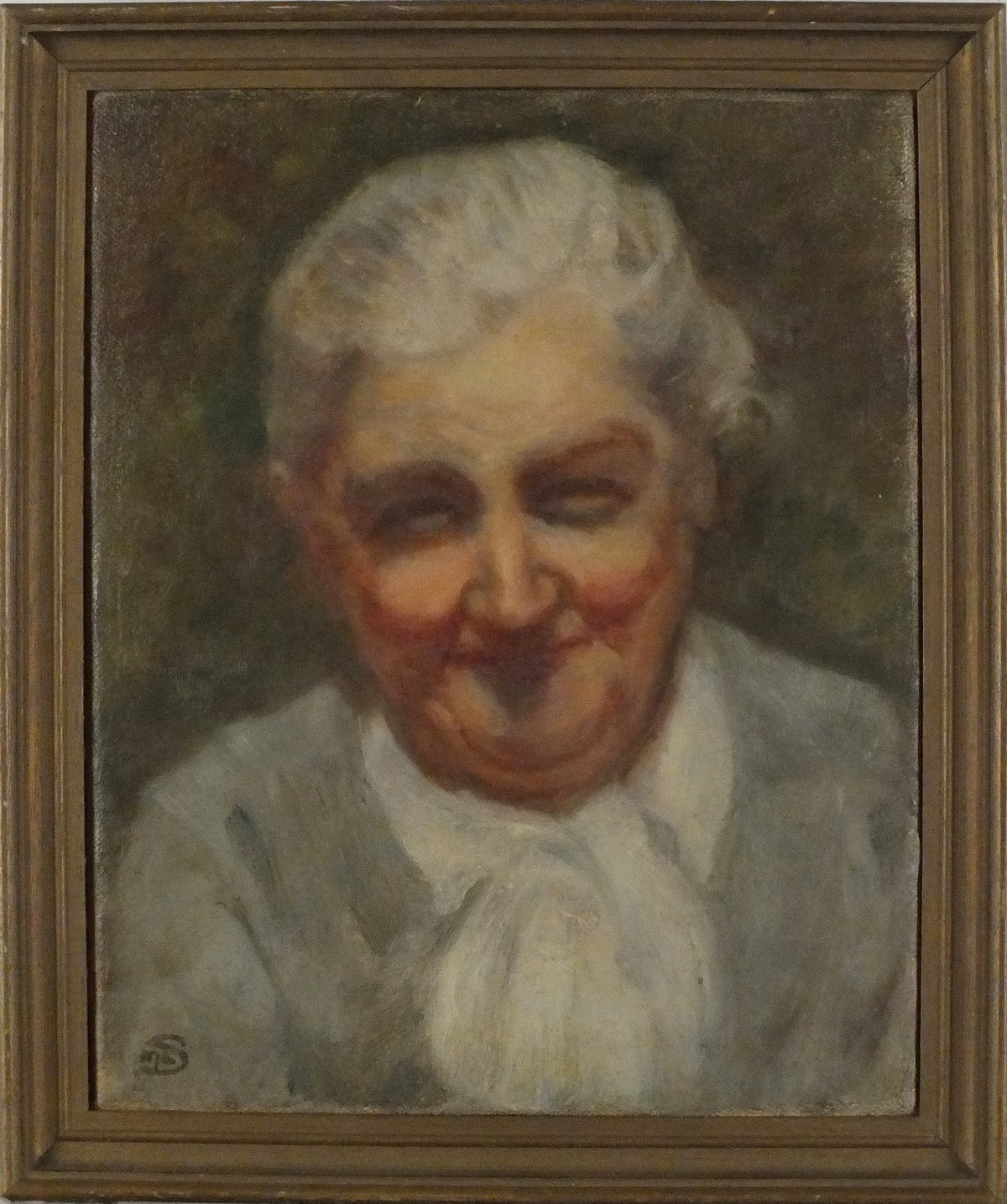 20th Century British Portrait of an Elderly Woman, Oil on canvas, Signed with monogram lower left, - Bild 2 aus 3