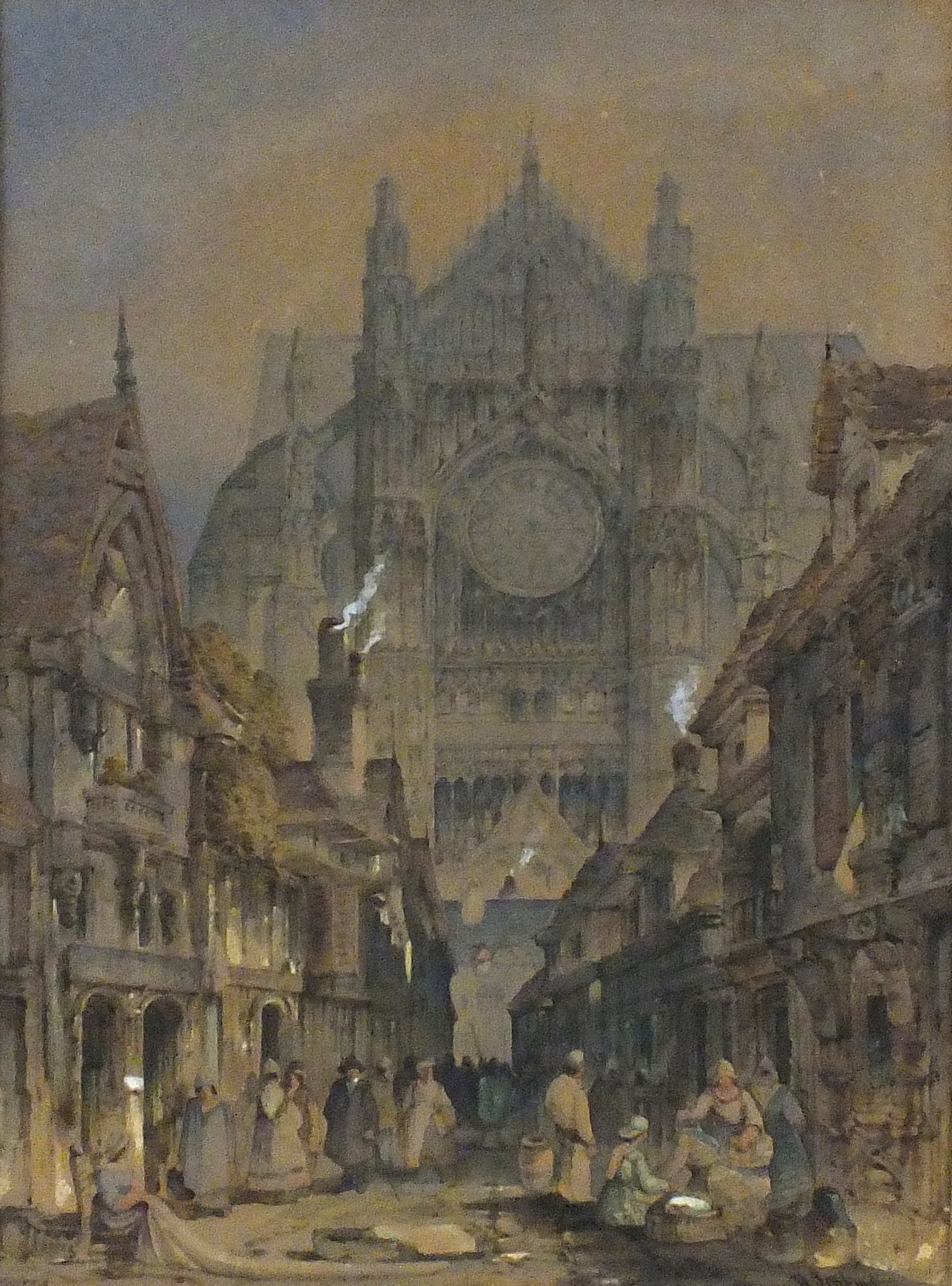 H JENKINS (British Fl. 1854-1872) Beavias - streets leading to the cathedral, Watercolour, Signed