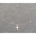 A good quality 18ct white gold diamond cross on an 18ct white gold necklace, pendant stamped 'MB' (