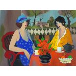 Itzchak TARKAY (Hungarian/Israeli 1935-2012) Afternoon Tea, Lithograph in colours, Signed lower