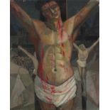 Geoffrey UNDERWOOD (British 1927-2000) Crucifixion - Calvary, Oil on canvas, Signed and dated '56