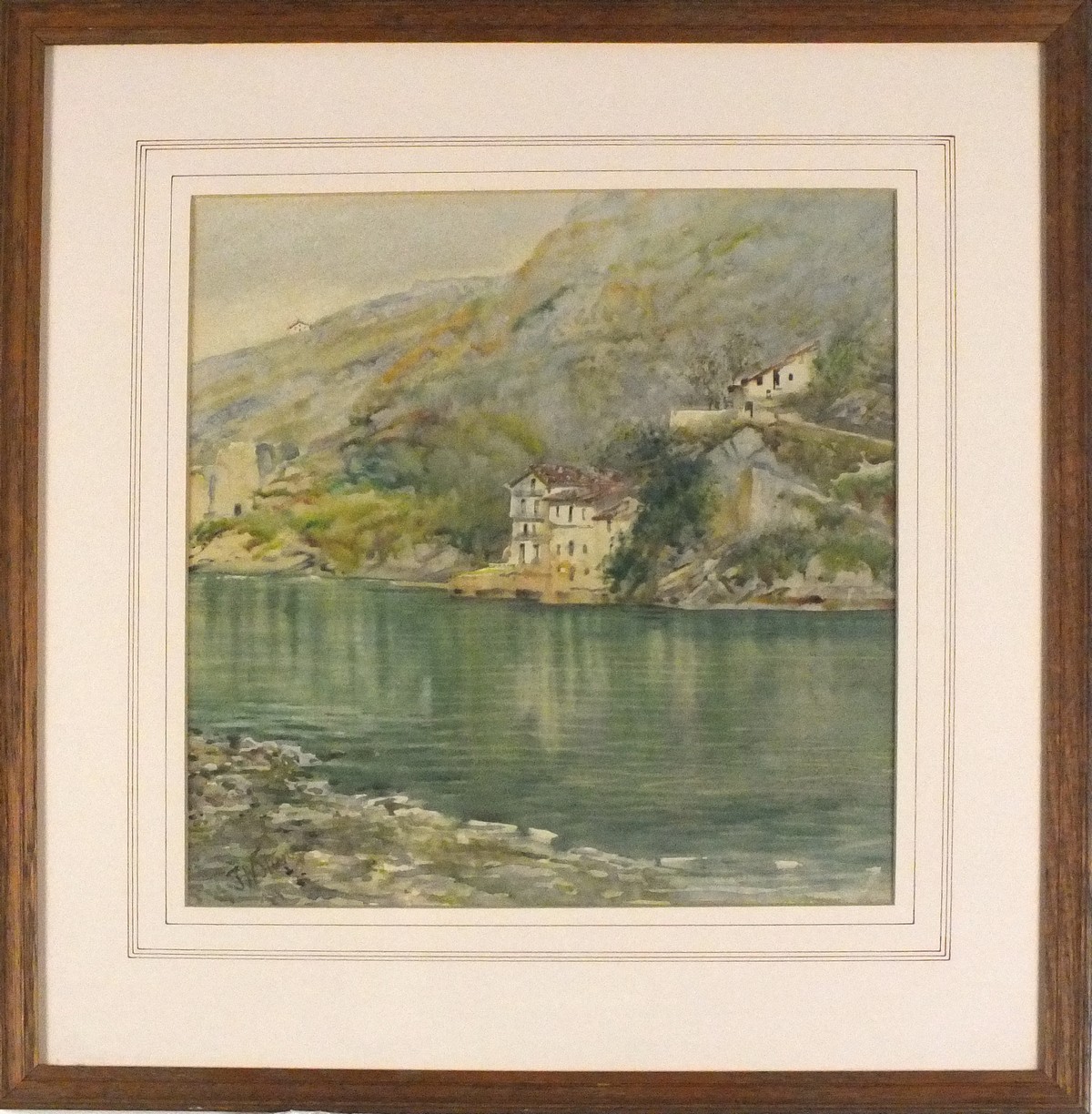 Fredrick William STRUGE (19th/20th Century) Villa on an Italian Lake, Watercolour, Signed lower - Image 2 of 4