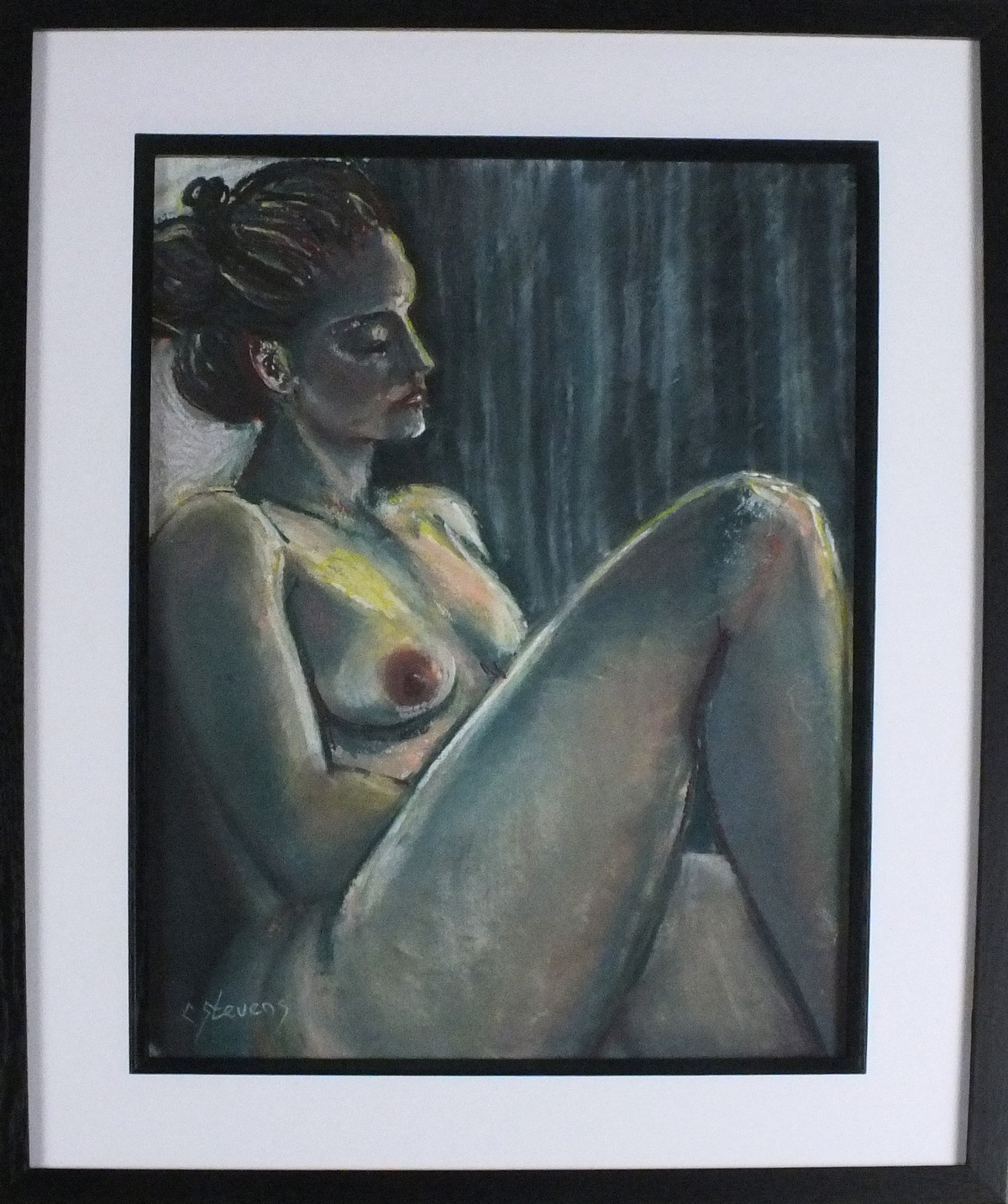 Colin STEVENS (British b. 1950) Seated Nude, Pastel on paper, Signed lower left, 15.25" x 11.25" ( - Bild 2 aus 2