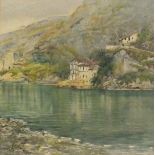 Fredrick William STRUGE (19th/20th Century) Villa on an Italian Lake, Watercolour, Signed lower