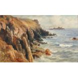 William CASLEY (British 1867-1921) Rocky Coastline - Land's End, Watercolour, Signed lower left,