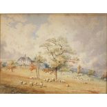 Edwin FUDGE (British fl 1815-1846) Country House in Parkland, Watercolour, Signed and dated 1845