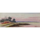 Abraham HULK jnr (British 1851-1922) Evening Sunset, Watercolour, Signed lower right, 7" x 18" (18cm