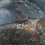 Julian DYSON (British 1936-2003) Harvesting Elevator in a Field, Oil on canvas, Signed and dated 8/