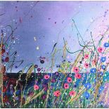 Clare HENLE (British 20th/21st Century) July 2019 - summer flowers with sea beyond, Acrylic and