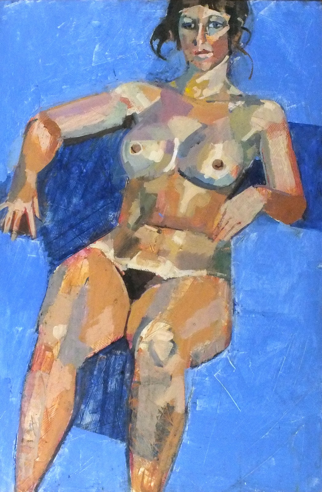 Samuel DODWELL (British 1909-1990) Seated Nude Study, Oil on board, Artist label verso, 23.75" x