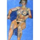 Samuel DODWELL (British 1909-1990) Seated Nude Study, Oil on board, Artist label verso, 23.75" x