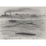 Julian DYSON (British 1936-2003) Morning Tide River Stour & The Plastics Factory, Pencil sketch,