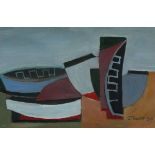 Jack PENDER (British 1918-1998) Beached Boats - Harbour-side, Acrylic on board, Signed and dated '90