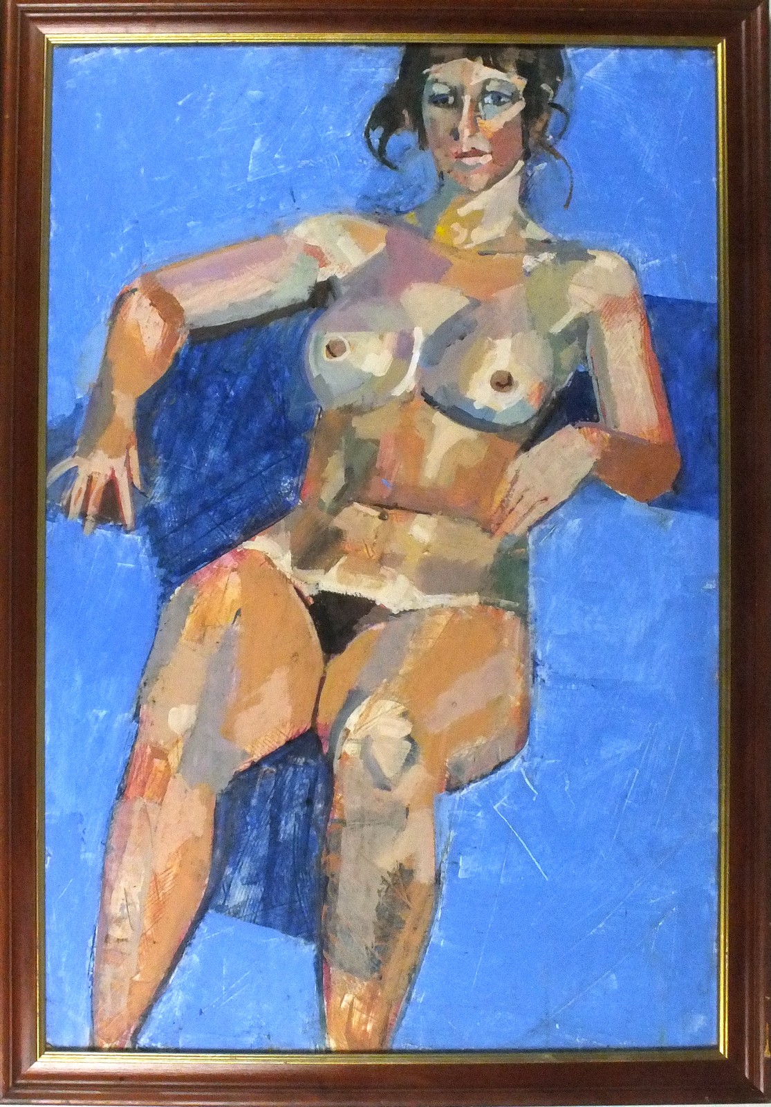 Samuel DODWELL (British 1909-1990) Seated Nude Study, Oil on board, Artist label verso, 23.75" x - Image 2 of 2