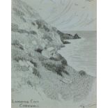 Frederick PEGRAM (British 1870-1937) Lamorna Cove, Cornwall, Pen and ink drawing, Signed with