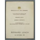 Barbara HEPWORTH & Bernard LEACH Two retrospective pamphlets published by the Borough of St Ives,