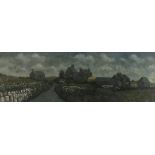 Patricia FISHWICK (British b. 1929 Rosemergy Farm, Oil on board, titled on label verso, 8" x 28" (