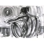 VALENTINE (20th/21st Century British) Facing South - Nude study, Charcoal, Signed and dated '09