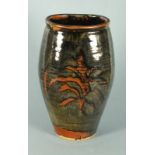 David LEACH (British 1911-2005) Lowerdown Pottery 'Foxglove' vase, Dark brown glaze, Initials to