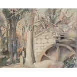 Eleanor HUGHES (New Zealand 1882-1952) Mill at Lamorna, Watercolour, Signed and titled verso, 7.5" x