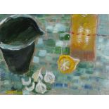 Daphne McCLURE (British b. 1930) The Mayonnaise Pot, Oil on card, Signed lower left, titled verso,