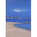 Lesley BICKLEY (British b. 1955) Tresco view to Sampson, Oil on canvas, Signed lower right, titled