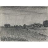 Julian DYSON (British 1936-2003) Landscape with Farm and Cottages, Pencil sketch, Signed and dated