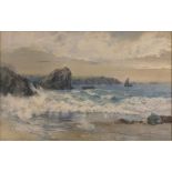 Alfred Joseph WARNE BROWNE (British 1855-1915) Kynance - dusk, incoming tide, Watercolour, Signed