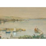 Dorcie SYKES (British 1908-1998) Penzance from above Newlyn Harbour, Watercolour, Signed lower