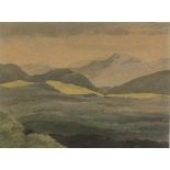 British 20th Century Extensive Highland Landscape, Watercolour on buff paper, 11" x 14.25" (28cm x