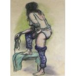 P ATKINS (British 20th/21st Century) Ballet Dancer Changing, Pastel, Signed mid lower edge, 22" x