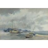 Sybil Mullen GLOVER (British 1908-1995) Windy Day - Old Felixstowe, Watercolour, Signed lower right,