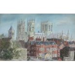 John MAFLIN (British 20th/21st Century) York Minster, Signed lower right, label with provenance