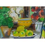 Mary WONDRAUSCH (British 1923-2006) Citrons, Brittany - Still life with lemons and garlic,
