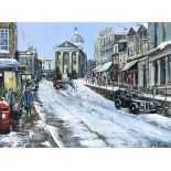 Gordon SMITH (British b. 1954) Old Penzance - Market Jew Street Christmas, Oil on board, Signed