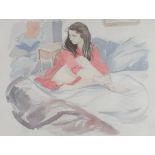 Maurice COCKRILL (British 1936-2013) Charlotte Seated on a Bed, Watercolour, Signed and dated 1986