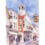 Paul HOARE (British b. 1952) What's the Time - Guildhall Guildford, Watercolour, Signed lower right,