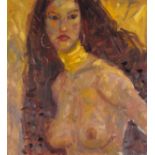 Kanwaldeep Sing KANG (aka NICKS) (Indian 1964-2000) Adele - nude wearing gold choker, Oil on canvas,