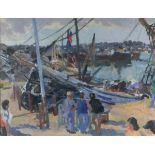 John HARVEY (British b. 1935) Penzance Harbour, Oil on canvas, Signed lower left, titled and