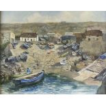 Dorcie SYKES (British 1908-1998) Sennen Harbour, Watercolour, Signed lower left, 14.5" x 18" (37cm x