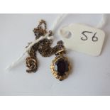 9ct garnet pendant on a gilt chain