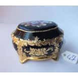 Shippo Yaki Japanese enamel & Cloisonne gilded musical trinket box with paperwork 9cm wide working