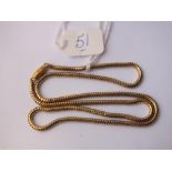 Victorian high carat snake link slinky neck chain with engraved barrel clasp - 16" long 10g