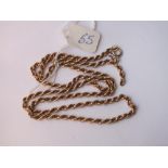 9ct heavy rope twist neck chain 22" long 16.3g
