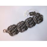 Vintage wide 4cm Chinese Dragon panel bracelet by 'Miracle'